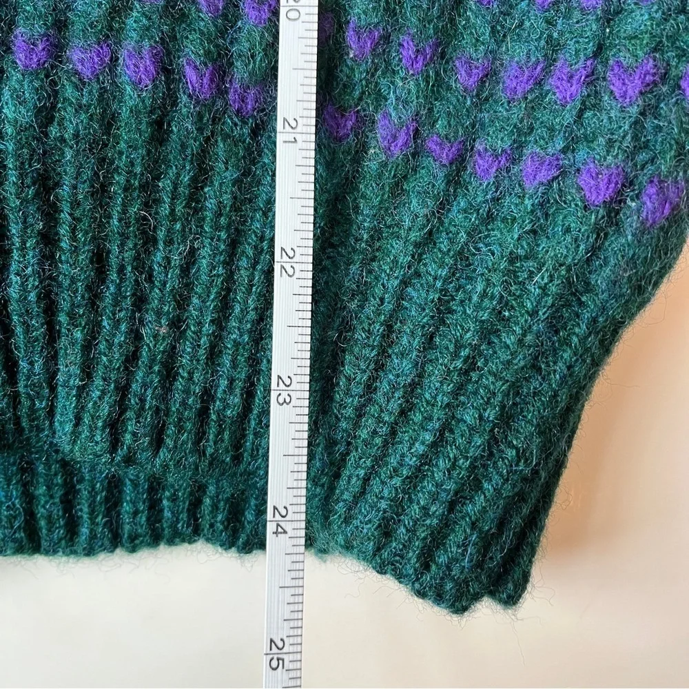 Vtg Woolrich Sweater Sz Medium 60s Knit Teal/Purple Wool